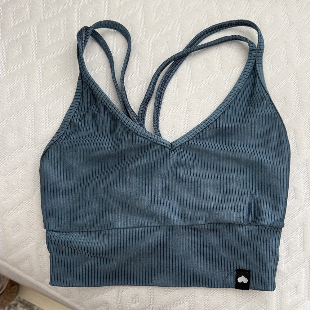 Booty by Brabants Ribbed Sports Bra - Slate Blue